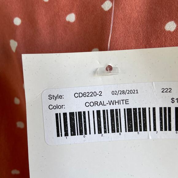 Gilli S Coral Pink White Ditsy Polka Dot Tie Up Wrap Short Sleeve Mini Dress - Picture 8 of 8